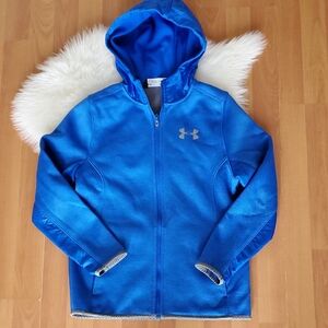 Under Armour boys Blue zip up spring fall jacket with hood Youth medium